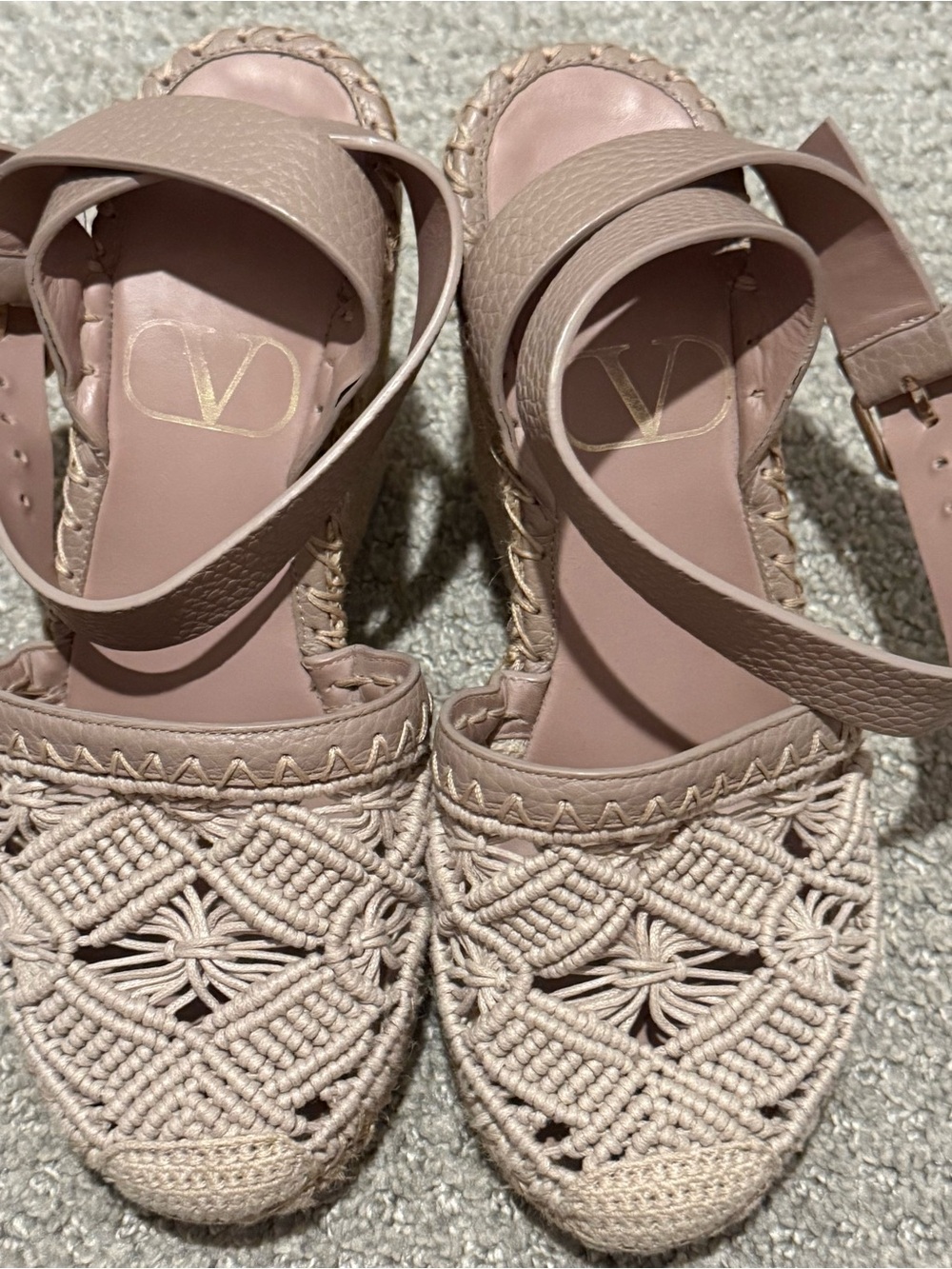 Valentino Garavani Pink Woven Espadrille Sandals size 36